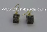 NGE5096 10*15mm cube labradorite gemstone earrings wholesale
