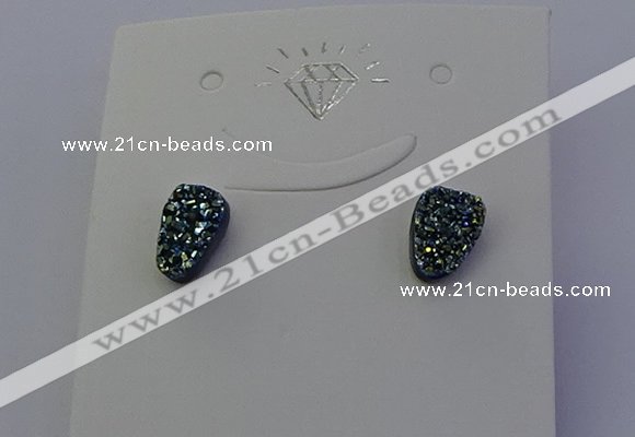 NGE5110 5*8mm freeform plated druzy quartz earrings wholesale