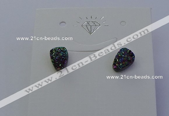 NGE5111 5*8mm freeform plated druzy quartz earrings wholesale
