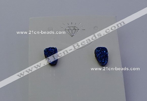 NGE5112 5*8mm freeform plated druzy quartz earrings wholesale