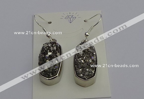 NGE5121 10*22mm - 12*25mm freeform plated druzy quartz earrings