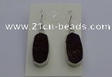 NGE5126 10*22mm - 12*25mm freeform plated druzy quartz earrings