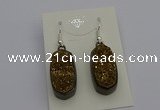 NGE5142 10*22mm - 12*25mm freeform plated druzy quartz earrings