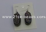 NGE5144 10*22mm - 12*25mm freeform plated druzy quartz earrings