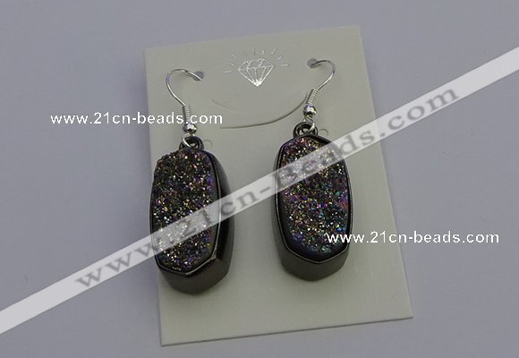 NGE5144 10*22mm - 12*25mm freeform plated druzy quartz earrings