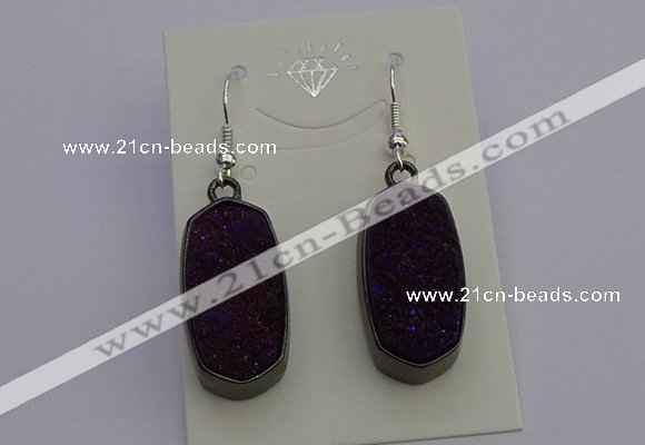 NGE5145 10*22mm - 12*25mm freeform plated druzy quartz earrings