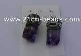 NGE5150 12*20mm - 10*25mm freeform amethyst earrings wholesale