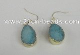 NGE87 15*20mm teardrop druzy agate gemstone earrings wholesale