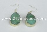 NGE93 18*25mm teardrop druzy agate gemstone earrings wholesale