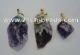 NGP1090 20*30mm - 25*50mm nuggets amethyst gemstone pendants