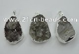 NGP1125 25*40 - 35*45mm freeform druzy agate pendants with brass setting