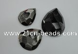 NGP1130 40*45 - 50*55mm faceted teardrop plated druzy agate pendants