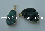 NGP1143 25*35mm - 40*45mm freeform druzy agate pendants with brass setting