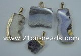 NGP1285 20*25mm – 35*45mm freeform druzy agate pendants with brass setting