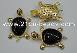 NGP1308 43*60mm tortoise agate pendants with crystal pave alloy settings