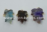 NGP1367 30*40mm - 35*45mm leaf agate pendants with brass setting