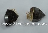 NGP1416 20*25mm - 25*30mm faceted nuggets smoky quartz pendants