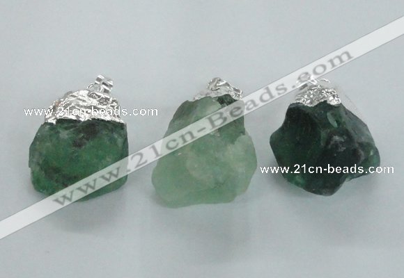 NGP1482 20*35mm - 25*45mm nuggets green fluorite pendants