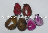 NGP1488 30*45mm - 40*50mm freeform plated druzy agate pendants