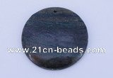 NGP155 2pcs 45mm flat round fashion long spar stone pendants