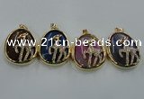 NGP1565 8*40*50mm teardrop agate with brass setting pendants