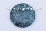 NGP163 2pcs 40mm flat round dyed chrysocolla gemstone pendants