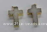 NGP1684 30*45mm - 32*50mm cross druzy agate pendants wholesale