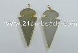 NGP1721 30*65mm arrowhead agate gemstone pendants wholesale