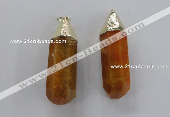 NGP1734 17*60mm faceted nuggets agate gemstone pendants wholesale