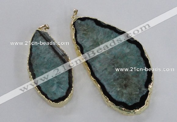 NGP1756 35*60mm - 50*80mm freeform druzy agate gemstone pendants
