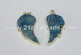 NGP1788 20*40mm - 25*45mm wing-shaped druzy agate pendants