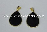 NGP1798 25*35mm flat teardrop agate gemstone pendants wholesale