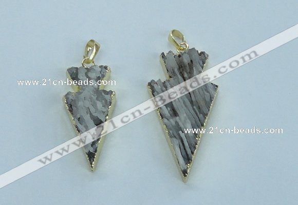 NGP1814 20*38mm - 25*45mm arrowhead druzy agate gemstone pendants