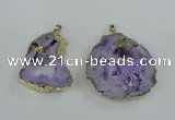 NGP1951 30*40mm - 45*55mm freeform druzy agate & amethyst pendants