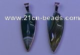 NGP2062 15*40mm - 18*45mm arrowhead striped agate pendants