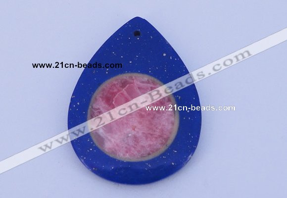 NGP212 37*50mm fashion dyed rhodochrosite & lapis lazuli gemstone pendant