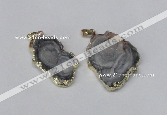 NGP2212 20*30mm - 35*35mm freeform plated druzy agate pendants