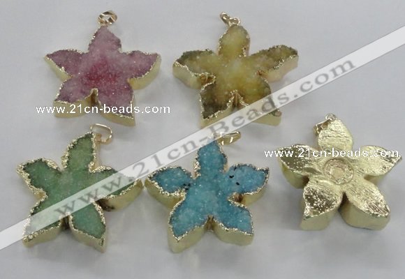 NGP2266 38*40mm - 42*45mm star druzy agate gemstone pendants