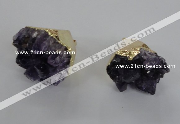 NGP2291 25*30mm - 30*35mm nuggets druzy amethyst pendants