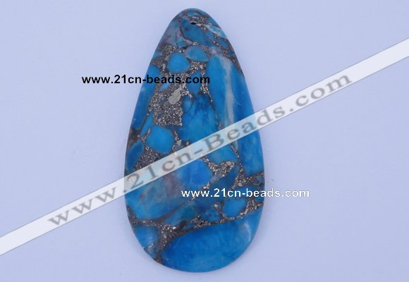 NGP240 30*60mm dyed golden turquoise & pyrite gemstone pendants