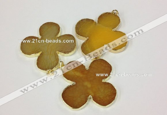 NGP2540 53*53mm - 56*56mm flower agate gemstone pendants