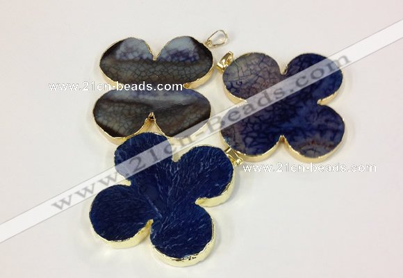 NGP2544 53*53mm - 56*56mm flower agate gemstone pendants