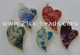 NGP2611 40*50mm - 50*70mm heart sea sediment jasper pendants