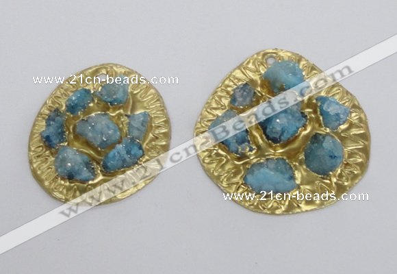 NGP2640 30*35mm - 40*55mm freeform druzy agate pendants wholesale
