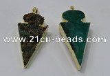 NGP3055 25*50mm - 28*55mm arrowhead agate pendants wholesale