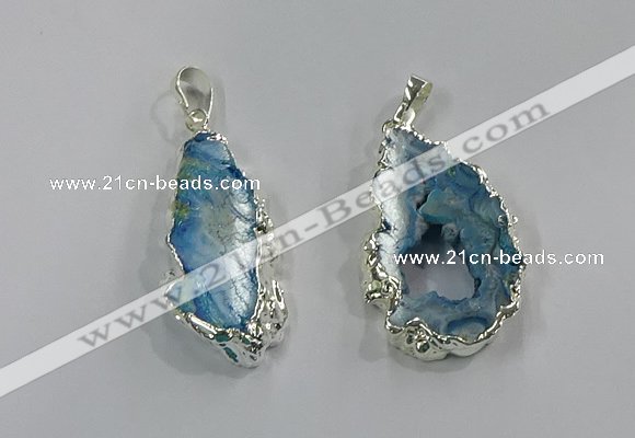 NGP3103 25*40mm - 30*50mm freeform druzy agate gemstone pendants