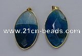 NGP3288 33*55mm faceted marquise agate gemstone pendants wholesale
