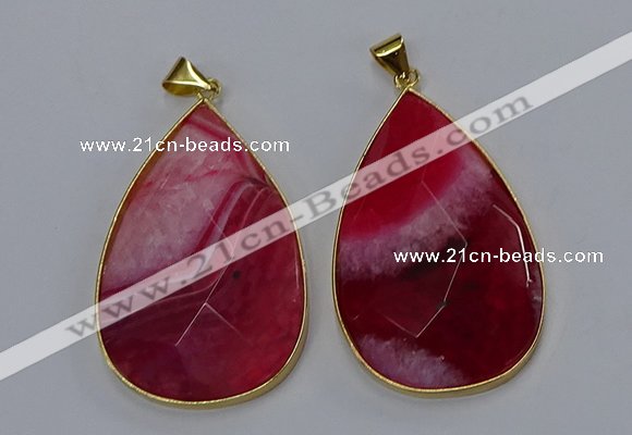 NGP3296 37*57mm faceted flat teardrop agate gemstone pendants