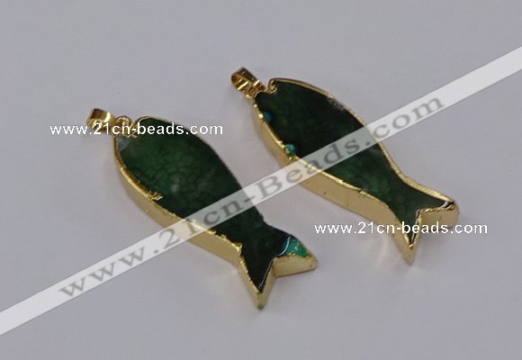 NGP3316 16*50mm - 18*52mm fish-shaped agate gemstone pendants