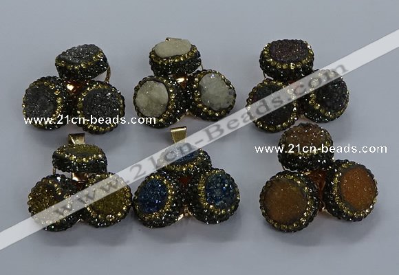NGP3420 14mm - 16mm coin druzy agate gemstone pendants